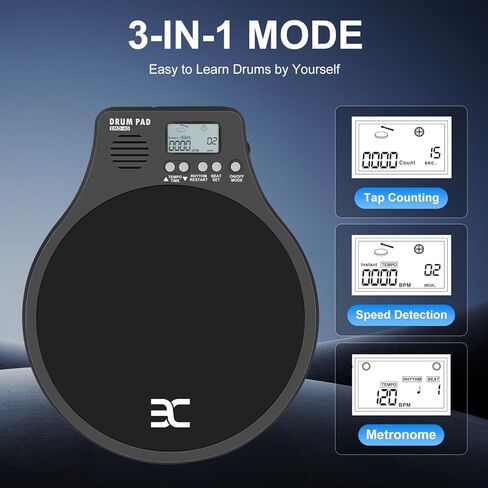 EX【3-IN-1】Electronic Drum Practice Pad, with【Metronome, Speed Detection & Tap Counting】10″ TPR Silicone Digital Drum Pad Perfect for Beginners & Drummers in Saudi Arabia