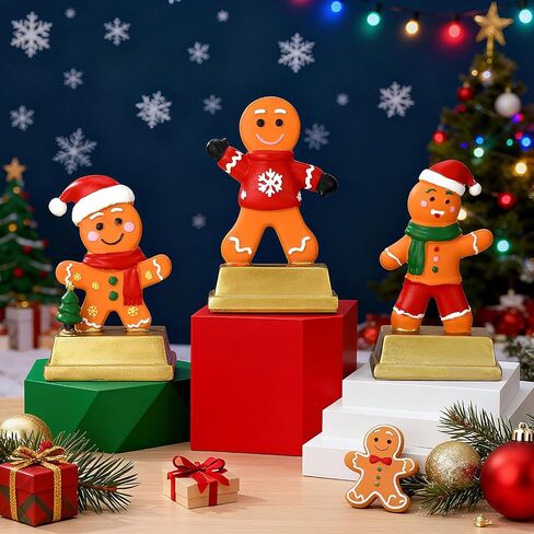 3 Pcs Christmas Gingerbread Man Contest Trophy 5 Inch Resin Ginger House Decorating Trophies Funny Party Awards for Christmas Xmas Decorations in Saudi Arabia