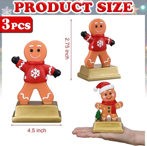 3 Pcs Christmas Gingerbread Man Contest Trophy 5 Inch Resin Ginger House Decorating Trophies Funny Party Awards for Christmas Xmas Decorations in Saudi Arabia