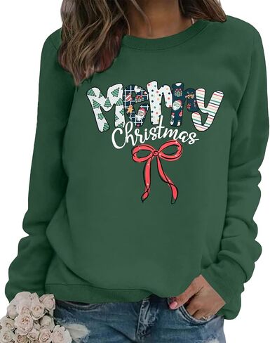SUPEYA Merry Christmas Sweatshirt For Women Christmas sweatshirts Xmas Long Sleeve Top Winter Holiday Letter Print Pullover in Kuwait