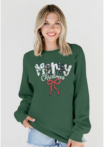 SUPEYA Merry Christmas Sweatshirt For Women Christmas sweatshirts Xmas Long Sleeve Top Winter Holiday Letter Print Pullover in Kuwait