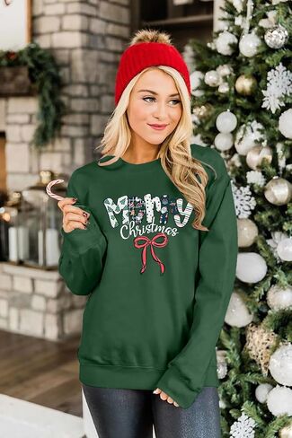 SUPEYA Merry Christmas Sweatshirt For Women Christmas sweatshirts Xmas Long Sleeve Top Winter Holiday Letter Print Pullover in Kuwait
