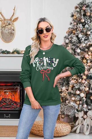 SUPEYA Merry Christmas Sweatshirt For Women Christmas sweatshirts Xmas Long Sleeve Top Winter Holiday Letter Print Pullover in Kuwait