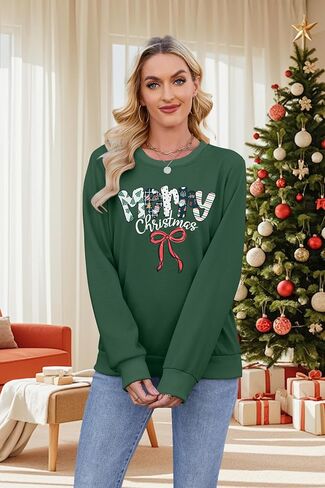 SUPEYA Merry Christmas Sweatshirt For Women Christmas sweatshirts Xmas Long Sleeve Top Winter Holiday Letter Print Pullover in Kuwait