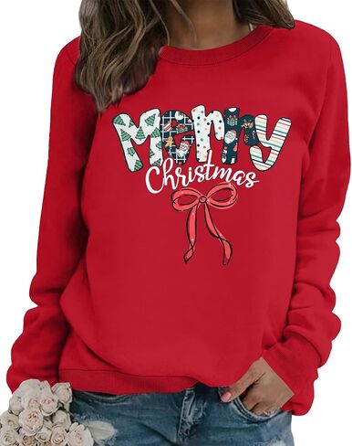 SUPEYA Merry Christmas Sweatshirt For Women Christmas sweatshirts Xmas Long Sleeve Top Winter Holiday Letter Print Pullover in Kuwait