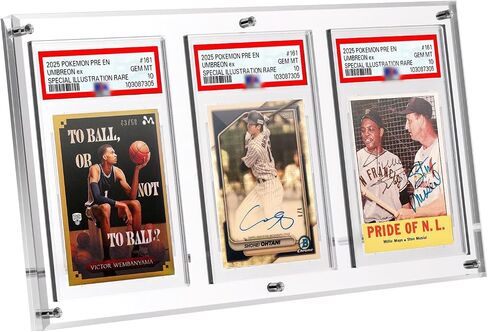 PSA Graded Card Display Frame – Magnetic Acrylic Slab Protector for PSA CGC Cards – UV Protection Graded Card Display Stand for Pokemon Baseball Trading Cards Sports Slab Case(Clear, 3-Slab) in Saudi Arabia