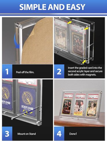 PSA Graded Card Display Frame – Magnetic Acrylic Slab Protector for PSA CGC Cards – UV Protection Graded Card Display Stand for Pokemon Baseball Trading Cards Sports Slab Case(Clear, 3-Slab) in Saudi Arabia