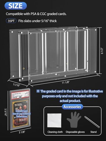 PSA Graded Card Display Frame – Magnetic Acrylic Slab Protector for PSA CGC Cards – UV Protection Graded Card Display Stand for Pokemon Baseball Trading Cards Sports Slab Case(Clear, 3-Slab) in Saudi Arabia