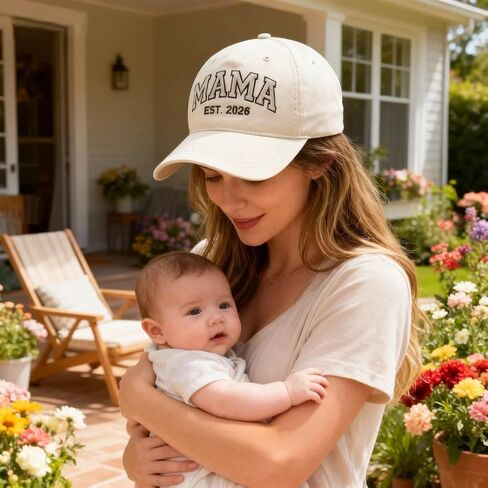 قبعة Mama EST 2026، هدايا عيد ميلاد الأم للأم الجديدة، قبعة بيسبول ماما مطرزة قابلة للتعديل للنساء in Kuwait