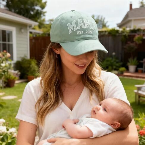 Mama EST 2026 Hat, Mother's Day Birthday Gifts for New Mom, Adjustable Embroidered Mama Baseball Cap for Women in Saudi Arabia