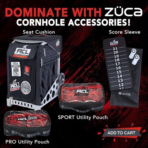 ZÜCA Cornhole ACL Pro and Sport Pouch - Cornhole Bag Utility Pouch - Fits 4 Cornhole Bean Bags - Durable Ballistic Nylon with Clear Vinyl Lining - Fit Handles of Cornhole Bag Carry Case in Saudi Arabia