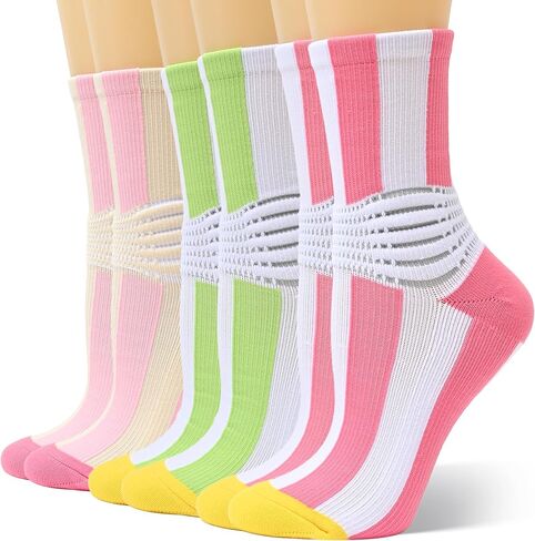 IRAMY Compression Crew Ankle Supports Socks Women Men Moisture Wicking Plantar Fasciitis Relief Running Hiking Socks 3 Packs in Saudi Arabia