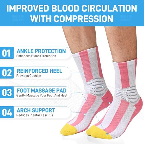 IRAMY Compression Crew Ankle Supports Socks Women Men Moisture Wicking Plantar Fasciitis Relief Running Hiking Socks 3 Packs in Saudi Arabia
