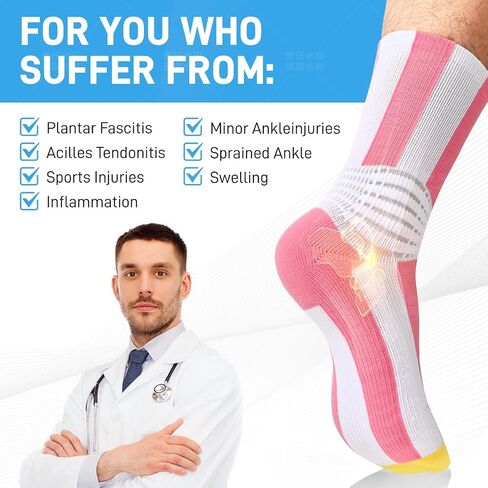 IRAMY Compression Crew Ankle Supports Socks Women Men Moisture Wicking Plantar Fasciitis Relief Running Hiking Socks 3 Packs in Saudi Arabia
