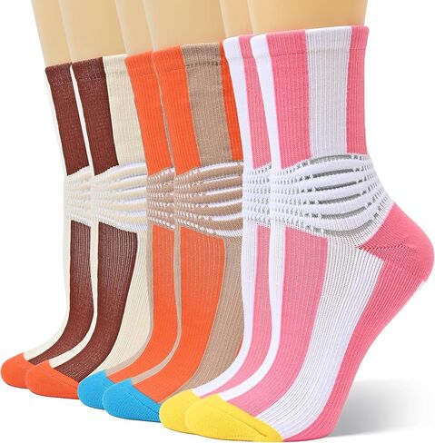 IRAMY Compression Crew Ankle Supports Socks Women Men Moisture Wicking Plantar Fasciitis Relief Running Hiking Socks 3 Packs in Saudi Arabia