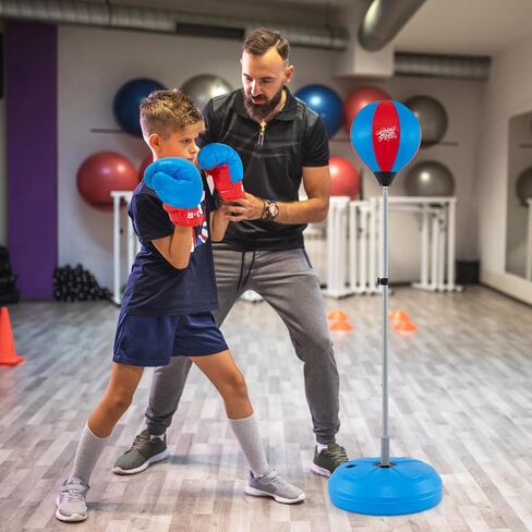 Goplus Punching Bag for Kids, Height Adjustable Kids Workout Equipment with Boxing Stand, Boxing Gloves, Inflator for Teens Adults Boys & Girls Aged 8+, Reflex Bag for Christmas Birthday in Saudi Arabia