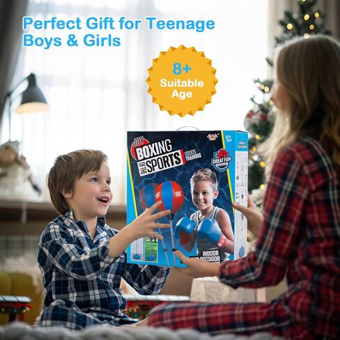 Goplus Punching Bag for Kids, Height Adjustable Kids Workout Equipment with Boxing Stand, Boxing Gloves, Inflator for Teens Adults Boys & Girls Aged 8+, Reflex Bag for Christmas Birthday in Saudi Arabia