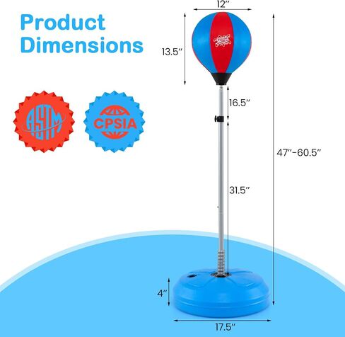 Goplus Punching Bag for Kids, Height Adjustable Kids Workout Equipment with Boxing Stand, Boxing Gloves, Inflator for Teens Adults Boys & Girls Aged 8+, Reflex Bag for Christmas Birthday in Saudi Arabia