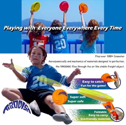 AMAZING TOYZ Tirodisc Frisbee 2-Pack- 20cm Easy Catch Foldable Pocket Flying Disc, Soft Silicone for Kids/Adults Beginner, Waterproof Beach Pool Outdoor Gift Age3+ in Saudi Arabia
