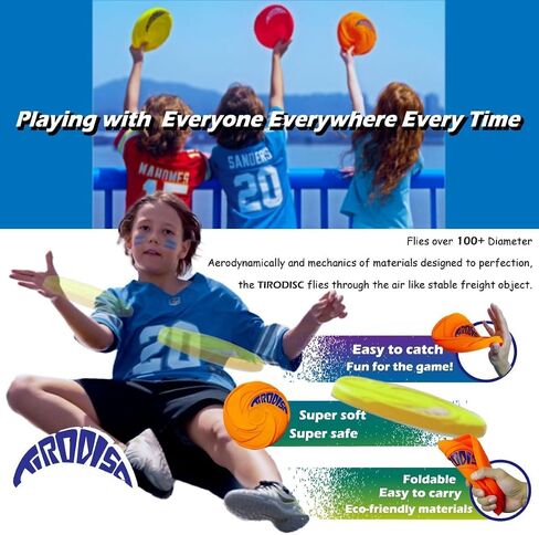 مذهلة TOYZ Tirodisc الفريسبي 2-حزمة - 20 سم قرص طائر جيب قابل للطي سهل الإمساك، سيليكون ناعم للأطفال / البالغين المبتدئين، مقاوم للماء على الشاطئ وحمام السباحة في الهواء الطلق هدية لعمر 3 سنوات فما فوق in Kuwait