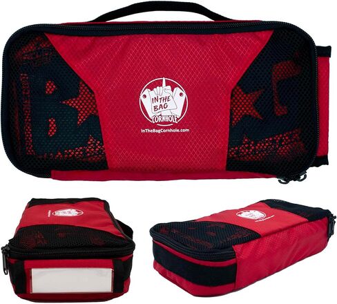 Cornhole Bag Pouch (Red Color) | Carry Case for 1 Set of 4 Cornhole Bags - Reusable Label - Mesh Ventilation in Saudi Arabia