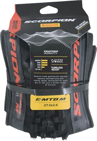 Pirelli Scorpion E-MTB M Red Color Edition Mountain Bicycle Tire 27.5x2.6 - Tubeless High-Performance Tear-Resistant E-MTB Tire for XC Racing, Trail & Enduro Riding in Saudi Arabia