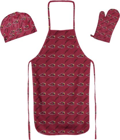 مريلة NORTHWEST NFL Arizona Cardinals للجنسين للبالغين مكونة من 3 قطع وقفاز فرن وقبعة الشيف، مقاس واحد، ألوان الفريق in Saudi Arabia