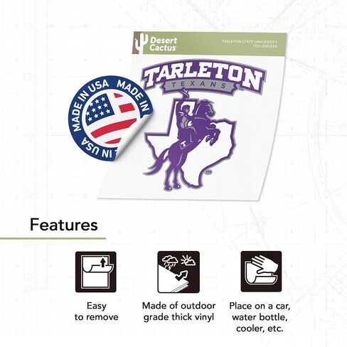 Desert Cactus Tarleton State University TSU Texans Bleed Purple Vinyl Decal Laptop Water Bottle Car Scrapbook Sticker (IND 00033A) in Saudi Arabia
