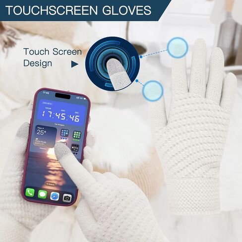 4pcs Winter Beanie Hat Scarf Touch Screen Gloves Warm Knit Socks Set for Women Knit Hat with Faux Fur Ball Scarves Glove in Kuwait