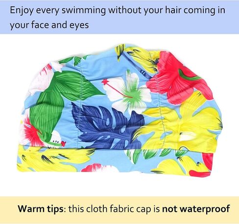 1PCS Colorful Pleated Swimming Cap Long Hair Swim Cap Bathing Cap for Swimming Pool Hawaii Beaches, Non-Waterproof in Saudi Arabia