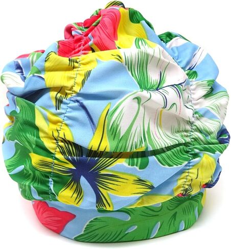 1PCS Colorful Pleated Swimming Cap Long Hair Swim Cap Bathing Cap for Swimming Pool Hawaii Beaches, Non-Waterproof in Saudi Arabia