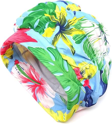 1PCS Colorful Pleated Swimming Cap Long Hair Swim Cap Bathing Cap for Swimming Pool Hawaii Beaches, Non-Waterproof in Saudi Arabia