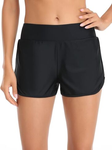 Women's High Waisted Board Shorts Ladies' Boxer Swimsuit Bottom in Saudi Arabia