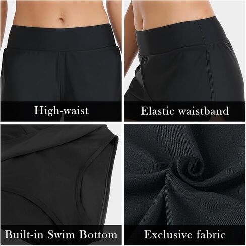 Women's High Waisted Board Shorts Ladies' Boxer Swimsuit Bottom in Saudi Arabia