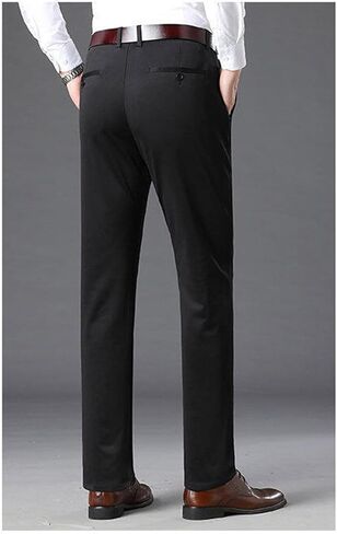 سروال فستان رجالي ملائم بشكل مريح وقابل للتمدد مناسب للعمل غير رسمي بنطلون غولف خفيف الوزن ومريح ومسطح من الأمام وكبير وطويل القامة in Kuwait