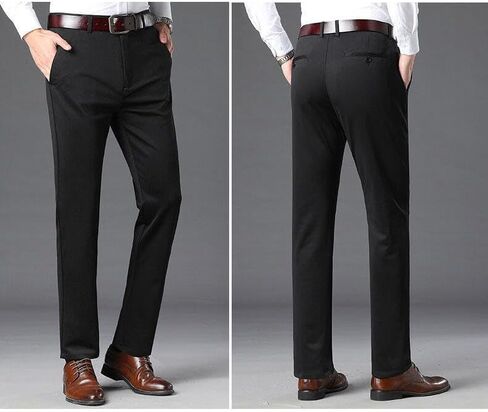 سروال فستان رجالي ملائم بشكل مريح وقابل للتمدد مناسب للعمل غير رسمي بنطلون غولف خفيف الوزن ومريح ومسطح من الأمام وكبير وطويل القامة in Kuwait