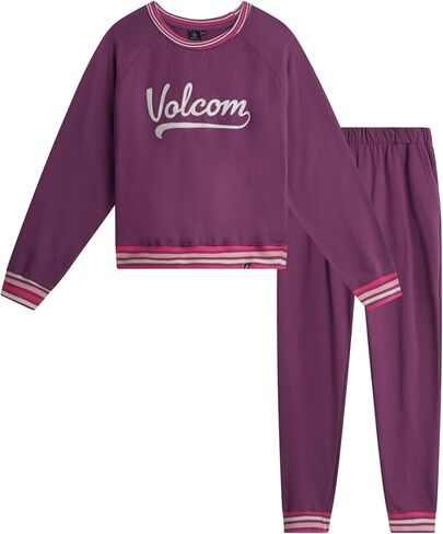 Volcom Girls Sweatpants Set - 2 Piece Fleece Fashion Crewneck Sweatshirt and Jogger Sweatpants for Girls Matching Set in Saudi Arabia