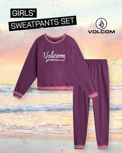 Volcom Girls Sweatpants Set - 2 Piece Fleece Fashion Crewneck Sweatshirt and Jogger Sweatpants for Girls Matching Set in Saudi Arabia