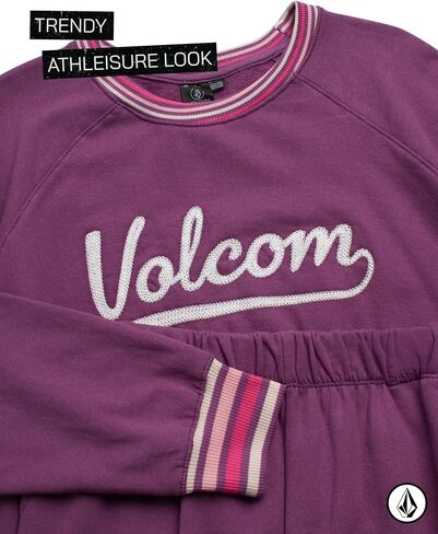 Volcom Girls Sweatpants Set - 2 Piece Fleece Fashion Crewneck Sweatshirt and Jogger Sweatpants for Girls Matching Set in Saudi Arabia
