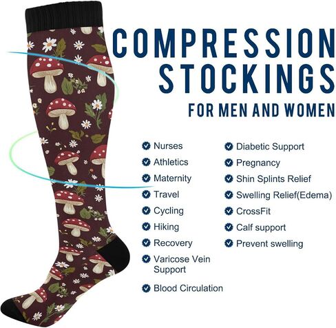 Wusikd Heartbeat Rhythm Compression Socks for Women and Men Circulation Red Long Socks for Athletic Running 1 in Saudi Arabia