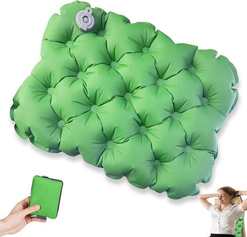 Inflatable seat Cushion-Travel Cushion Lnflatable Portable Air Sitting Pad for Stadium Camping OfficeCan also be used for lumbar and back support Lightweight Waterproof Camp Chair Accessories (Green) in Saudi Arabia