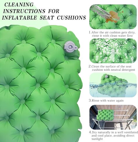 Inflatable seat Cushion-Travel Cushion Lnflatable Portable Air Sitting Pad for Stadium Camping OfficeCan also be used for lumbar and back support Lightweight Waterproof Camp Chair Accessories (Green) in Saudi Arabia