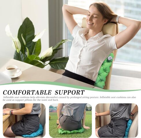 Inflatable seat Cushion-Travel Cushion Lnflatable Portable Air Sitting Pad for Stadium Camping OfficeCan also be used for lumbar and back support Lightweight Waterproof Camp Chair Accessories (Green) in Saudi Arabia