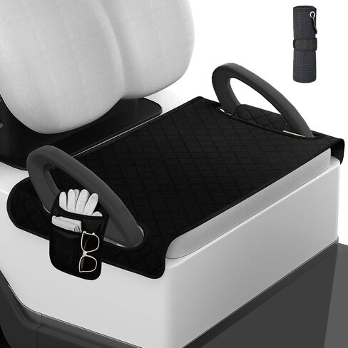 Golf Cart Seat Covers with Golf Towel , Golf Club Car seat Cover with 4 Side Pockets,100% Cotton Surface, Warm &Comfortable，Universal Fits for EZGO, Yamaha, Club Car and More 2 Person Seats (Black) in Saudi Arabia