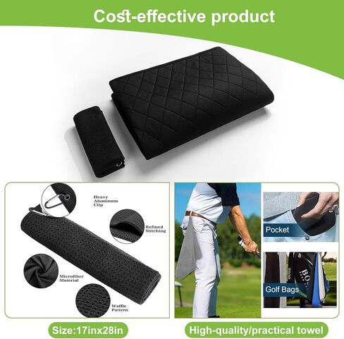 Golf Cart Seat Covers with Golf Towel , Golf Club Car seat Cover with 4 Side Pockets,100% Cotton Surface, Warm &Comfortable，Universal Fits for EZGO, Yamaha, Club Car and More 2 Person Seats (Black) in Saudi Arabia