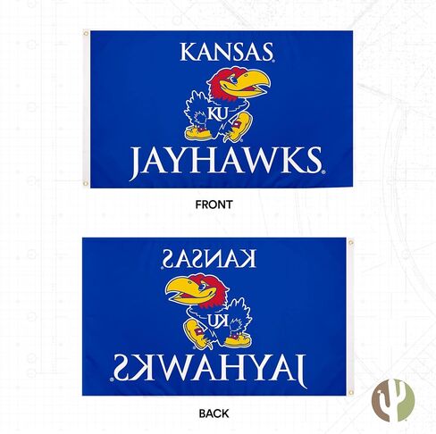Desert Cactus The University of Kansas TUK Flag - 3 x 5 Feet Jayhawks Banner, Indoor/Outdoor Durable Fabric, 100% Polyester Design (Style B) in Saudi Arabia