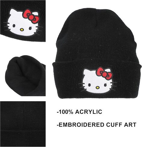 Hello Kitty Embroidered Character On Black Cuff Beanie in Kuwait