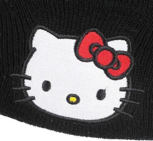Hello Kitty Embroidered Character On Black Cuff Beanie in Kuwait