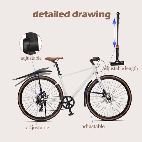 Adjustable Bike Fenders 700C with Light Bicycle Cycling Tire Front/Rear Mud Guards for Lightweight Mountain Road Bike (Front) in Saudi Arabia