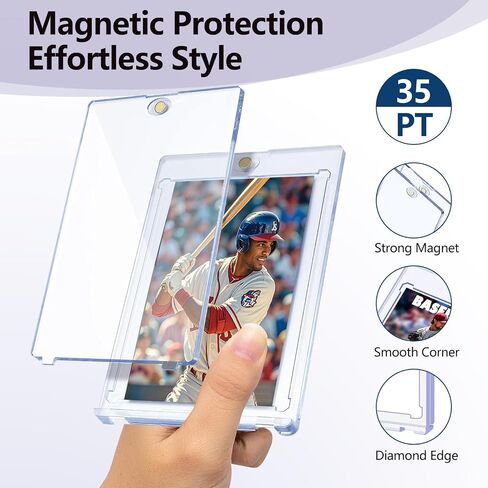25PCS Magnetic Card Holder 35pt Hard Plastic Card Sleeves for Trading & Baseball Cards – Penny Sleeves and Hard Card Protectors for Sports Card Collectors in Saudi Arabia